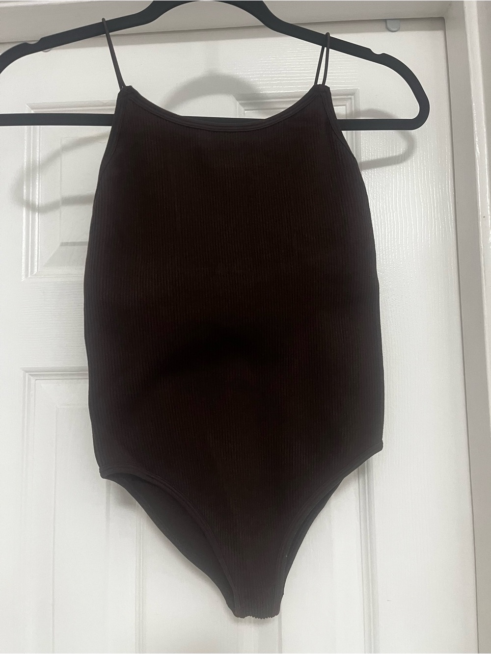 ZARA NWOT  Brown Ribbed Spaghetti Strap Bodysuit